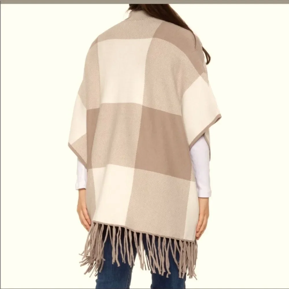 NWOT Christian Siriano Fringed Poncho Sweater, Woman's S : M - Picture 2 of 4
